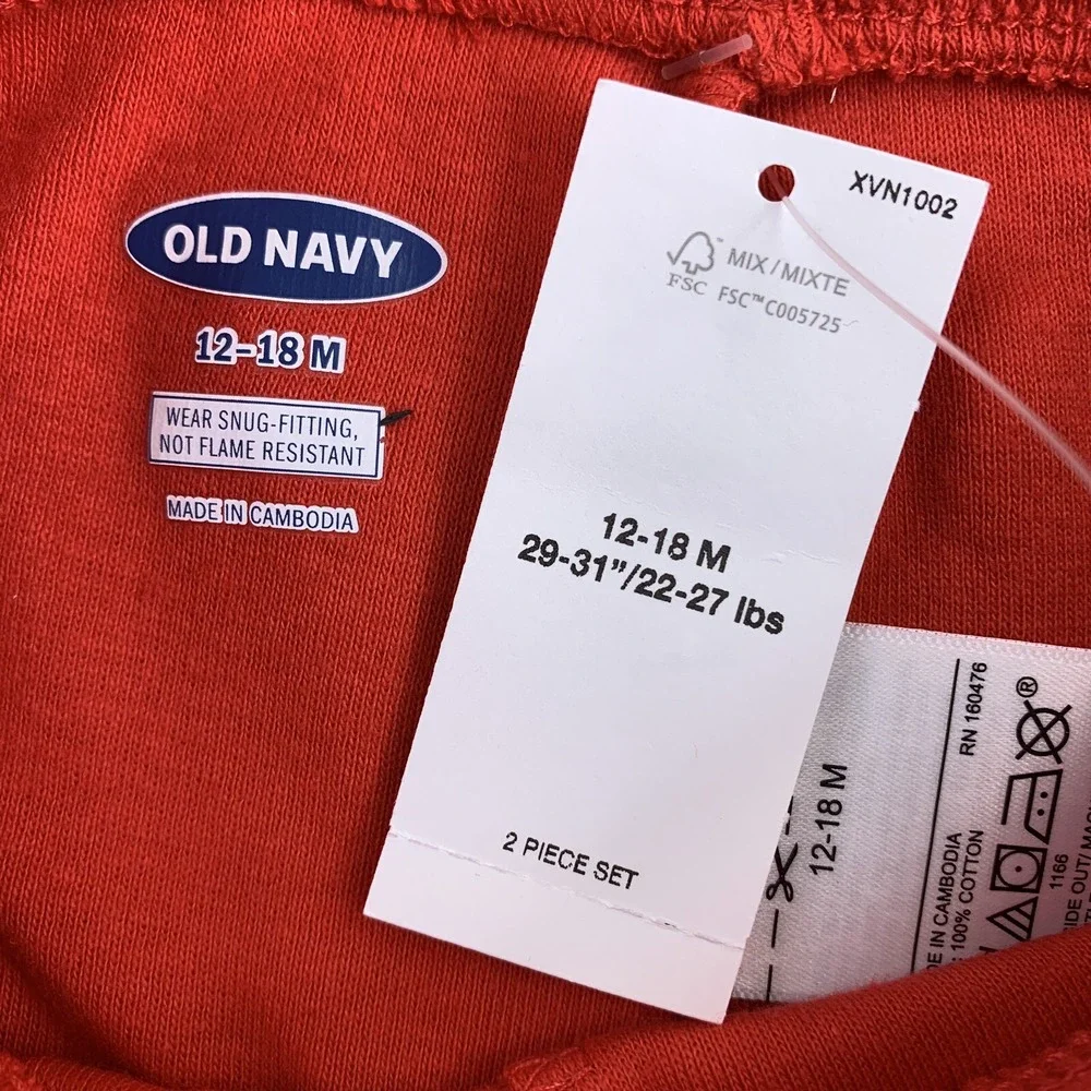 Old Navy Baby Boy Size 12-18 Months Red Firefighter Costume Pajama Set NWT